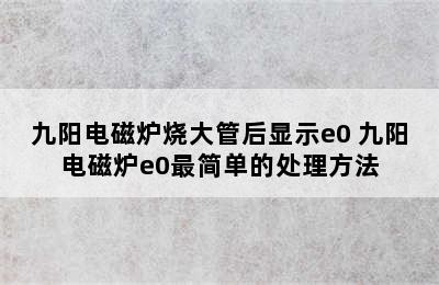 九阳电磁炉烧大管后显示e0 九阳电磁炉e0最简单的处理方法